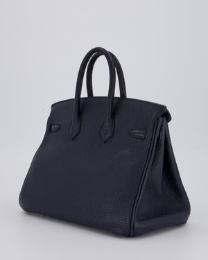 *FIRE PRICE* Hermès Birkin 25 Retourne Bag in Bleu Nuit Togo Leather with Gold Hardware