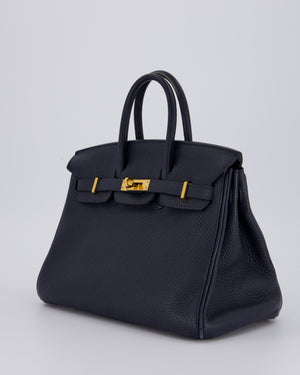 *FIRE PRICE* Hermès Birkin 25 Retourne Bag in Bleu Nuit Togo Leather with Gold Hardware