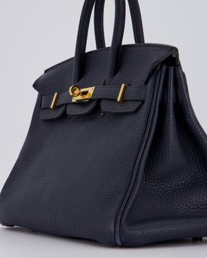 *FIRE PRICE* Hermès Birkin 25 Retourne Bag in Bleu Nuit Togo Leather with Gold Hardware