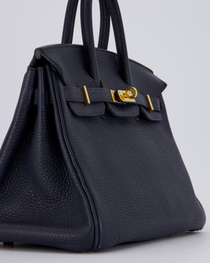 *FIRE PRICE* Hermès Birkin 25 Retourne Bag in Bleu Nuit Togo Leather with Gold Hardware