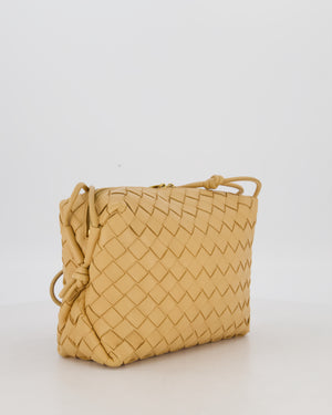 Bottega Veneta Beige Medium Loop Intrecciato Camera Bag in Lambskin Leather