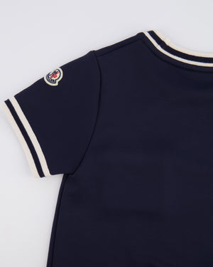 Moncler Kids Navy and White Striped Mini Short-Sleeve Dress with Logo Detail Size 10 years RRP £250