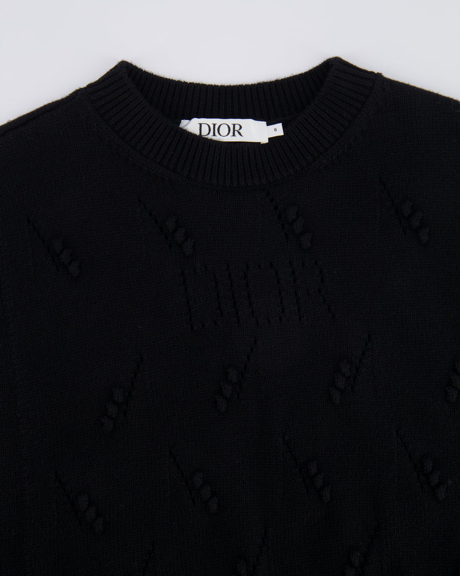 Christian Dior Kids Black Knit Sleeveless Jumper with Dior Logo Size 8 years RRP £460