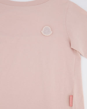 Moncler Kids Pink Long-Sleeve T-Shirt with Crystal Logo Patch Detail Size 8 years RRP £150