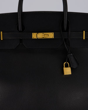 *RARE* Hermès Birkin 40 Retourne Bag in Black Ardennes Leather with Gold Hardware