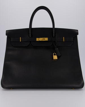 *RARE* Hermès Birkin 40 Retourne Bag in Black Ardennes Leather with Gold Hardware