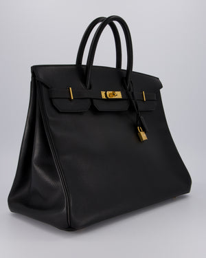 *RARE* Hermès Birkin 40 Retourne Bag in Black Ardennes Leather with Gold Hardware