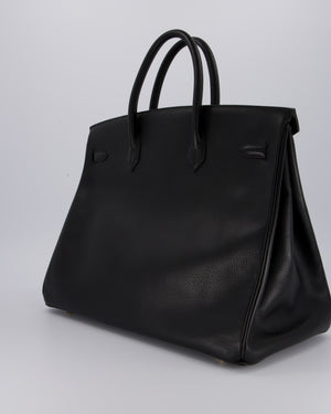 *RARE* Hermès Birkin 40 Retourne Bag in Black Ardennes Leather with Gold Hardware