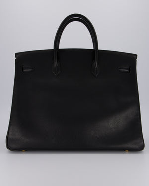 *RARE* Hermès Birkin 40 Retourne Bag in Black Ardennes Leather with Gold Hardware