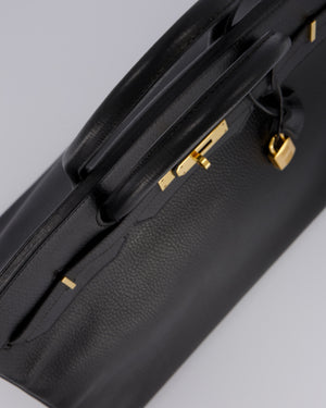 *RARE* Hermès Birkin 40 Retourne Bag in Black Ardennes Leather with Gold Hardware
