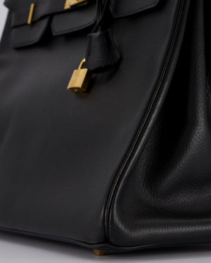 *RARE* Hermès Birkin 40 Retourne Bag in Black Ardennes Leather with Gold Hardware