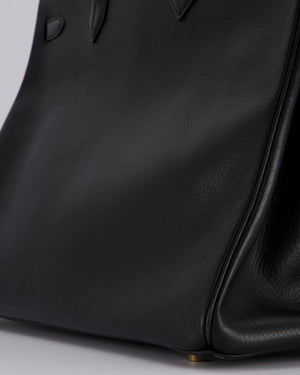 *RARE* Hermès Birkin 40 Retourne Bag in Black Ardennes Leather with Gold Hardware