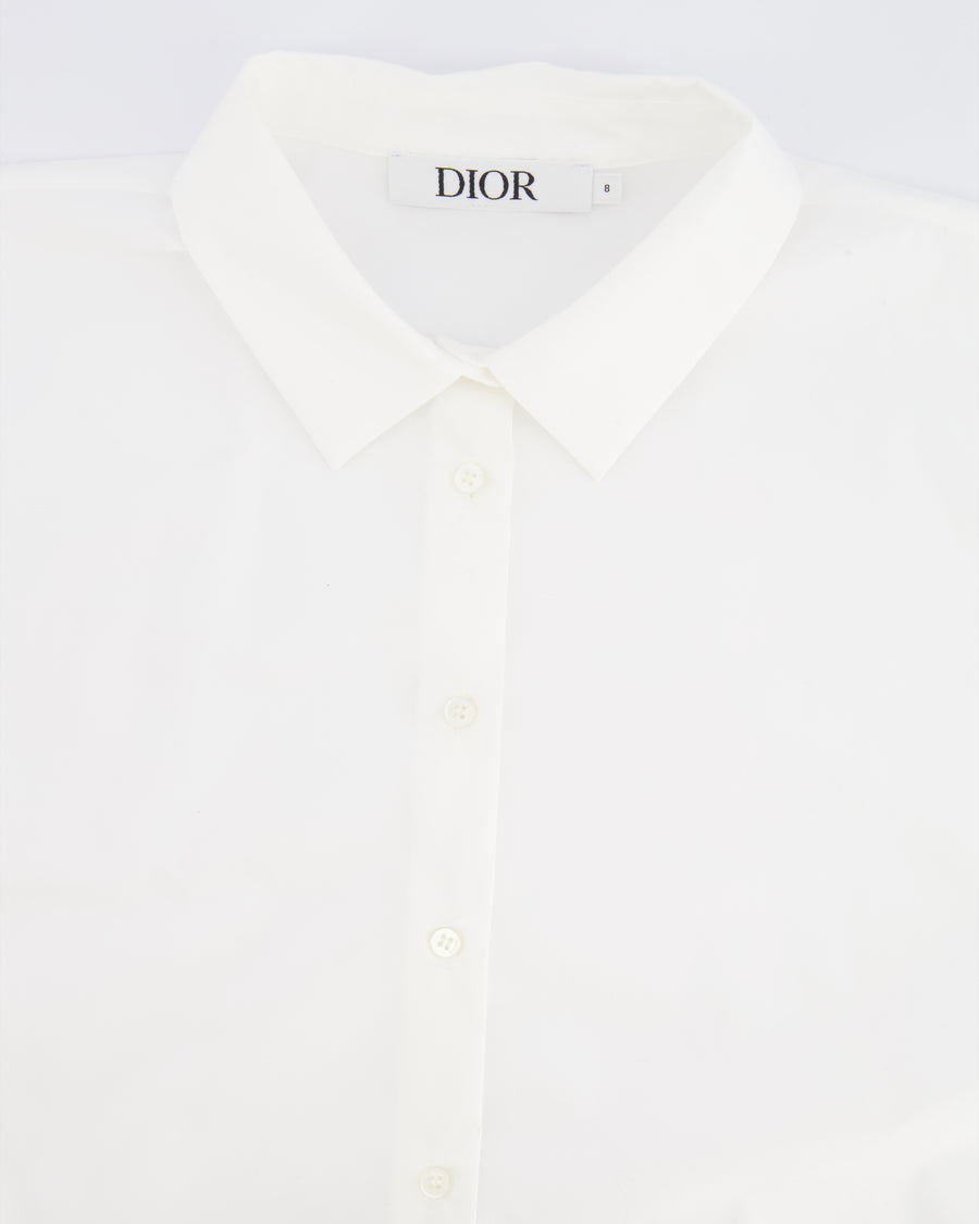Christian Dior Kids White Long-Sleeve Shirt with Black Bee Detail Size 8 years RRP £380