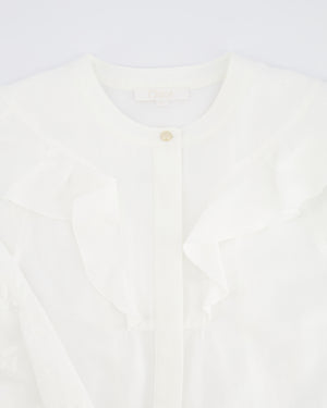 Chloé Kids White Button Down Blouse with Floral Embroideries Size 8 years RRP £345