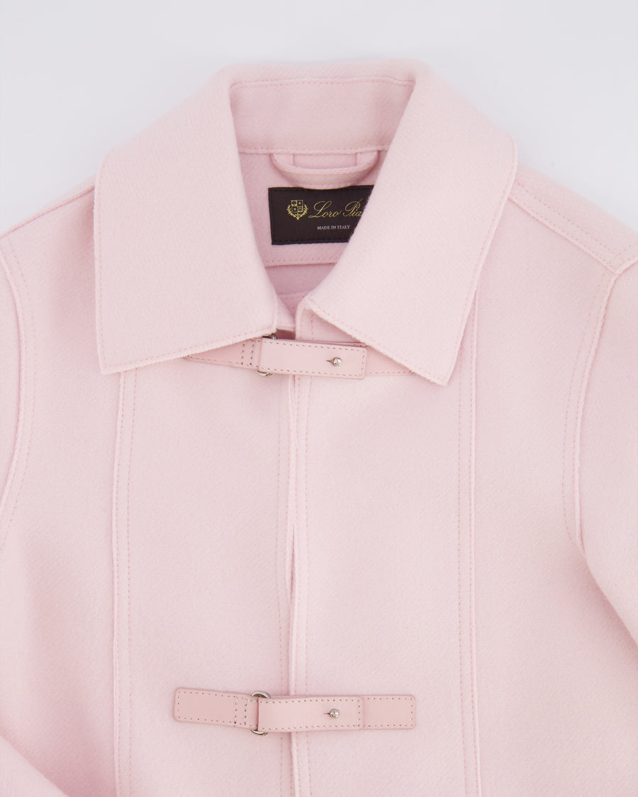 Loro Piana Kids Baby Pink Cashmere Jacket with Lambskin Leather Front Strap Details Size 6 years RRP £2,500
