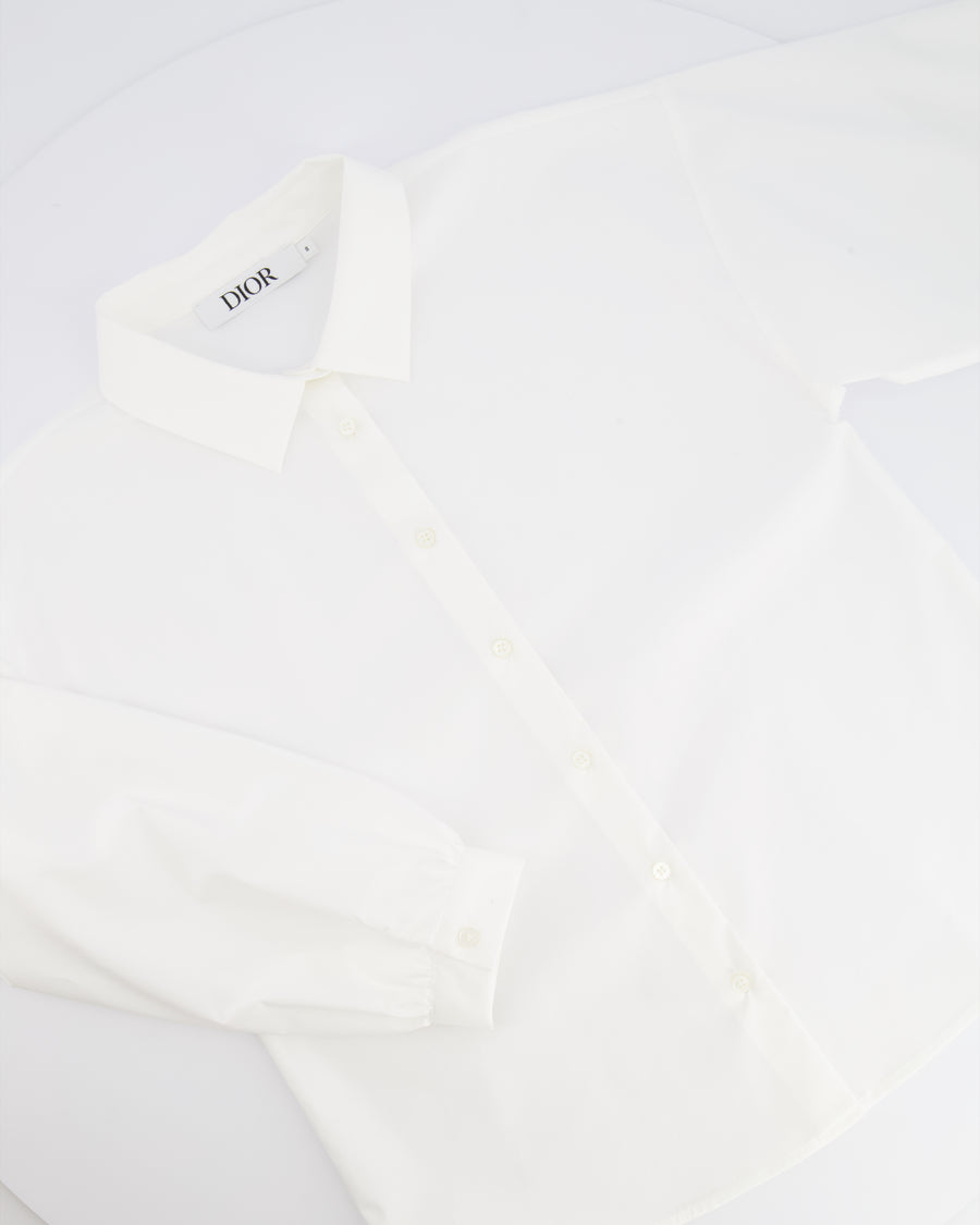 Christian Dior Kids White Long-Sleeve Shirt with Black Bee Detail Size 8 years RRP £380