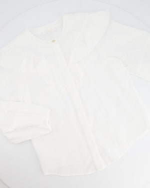 Chloé Kids White Button Down Blouse with Floral Embroideries Size 8 years RRP £345