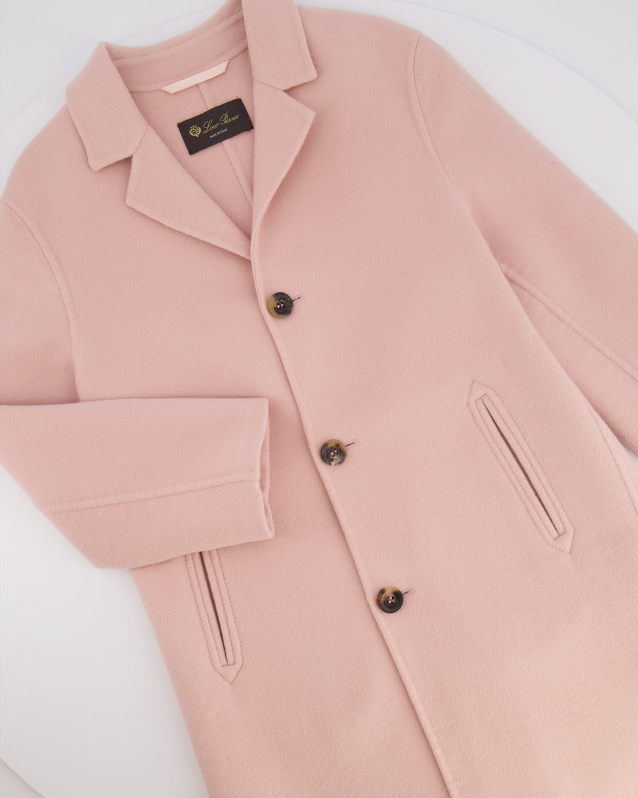 Loro Piana Kids Baby Pink Cashmere Coat with Brown Buttons and Pockets Size 8 years RRP £2,500