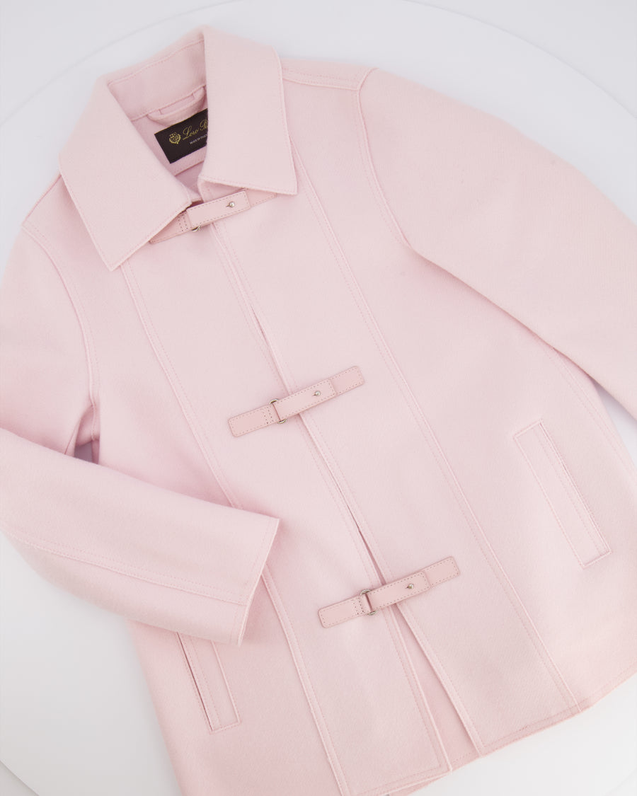 Loro Piana Kids Baby Pink Cashmere Jacket with Lambskin Leather Front Strap Details Size 6 years RRP £2,500