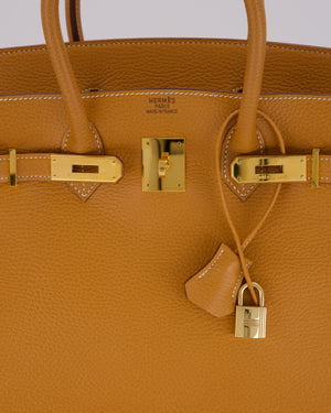 *VERY RARE* Hermès Vintage Birkin 35 Retourne Bag in Naturel Ardennes Leather With Gold Hardware
