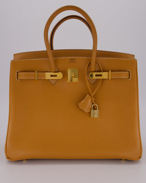 *VERY RARE* Hermès Vintage Birkin 35 Retourne Bag in Naturel Ardennes Leather With Gold Hardware
