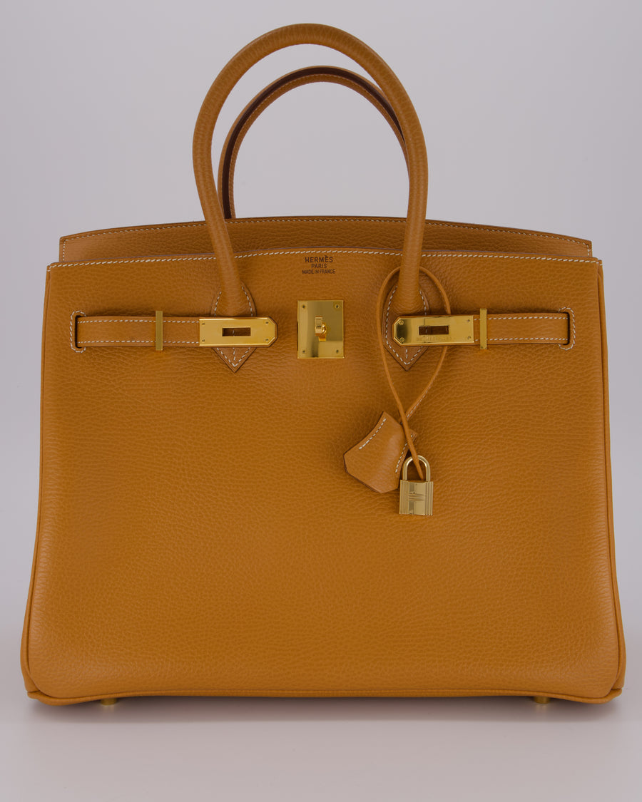 *VERY RARE* Hermès Vintage Birkin 35 Retourne Bag in Naturel Ardennes Leather With Gold Hardware