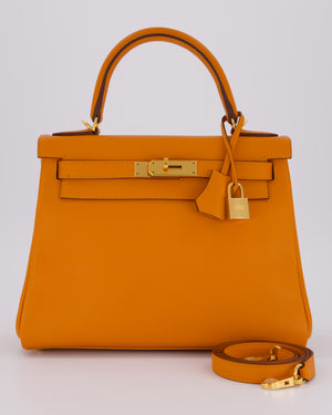 Hermès Kelly 28 Retourne Bag in Abricot Evercolor Leather with Gold Hardware