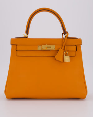 Hermès Kelly 28 Retourne Bag in Abricot Evercolor Leather with Gold Hardware