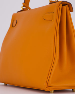 Hermès Kelly 28 Retourne Bag in Abricot Evercolor Leather with Gold Hardware