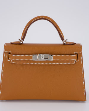 *NEW STAMP* Hermès Mini Kelly II 20 Bag in Gold Epsom Leather with Palladium Hardware