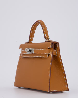 *NEW STAMP* Hermès Mini Kelly II 20 Bag in Gold Epsom Leather with Palladium Hardware