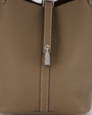 Hermès Picotin 22 Lock Bag in Etoupe Clemence Leather with Palladium Hardware
