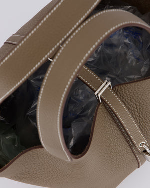 Hermès Picotin 22 Lock Bag in Etoupe Clemence Leather with Palladium Hardware