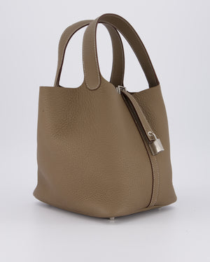 Hermès Picotin 22 Lock Bag in Etoupe Clemence Leather with Palladium Hardware