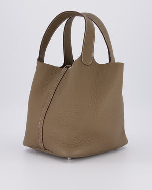 Hermès Picotin 22 Lock Bag in Etoupe Clemence Leather with Palladium Hardware