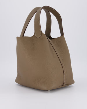 Hermès Picotin 22 Lock Bag in Etoupe Clemence Leather with Palladium Hardware
