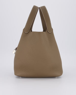 Hermès Picotin 22 Lock Bag in Etoupe Clemence Leather with Palladium Hardware