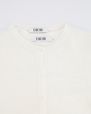 Christian Dior Kids White Knit Embroidered Cardigan and Short-Sleeved Dress with CD Heart Details Size 10 years RRP £1,250