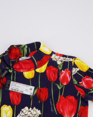 Dolce & Gabbana Kids Navy Floral Prints Tulipani Top and Leggings Set Size 9/10 years RRP £550