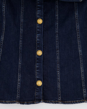 Balmain Kids Dark Blue Denim Dress with Belt and Gold Buttons Size 8 years RRP £550