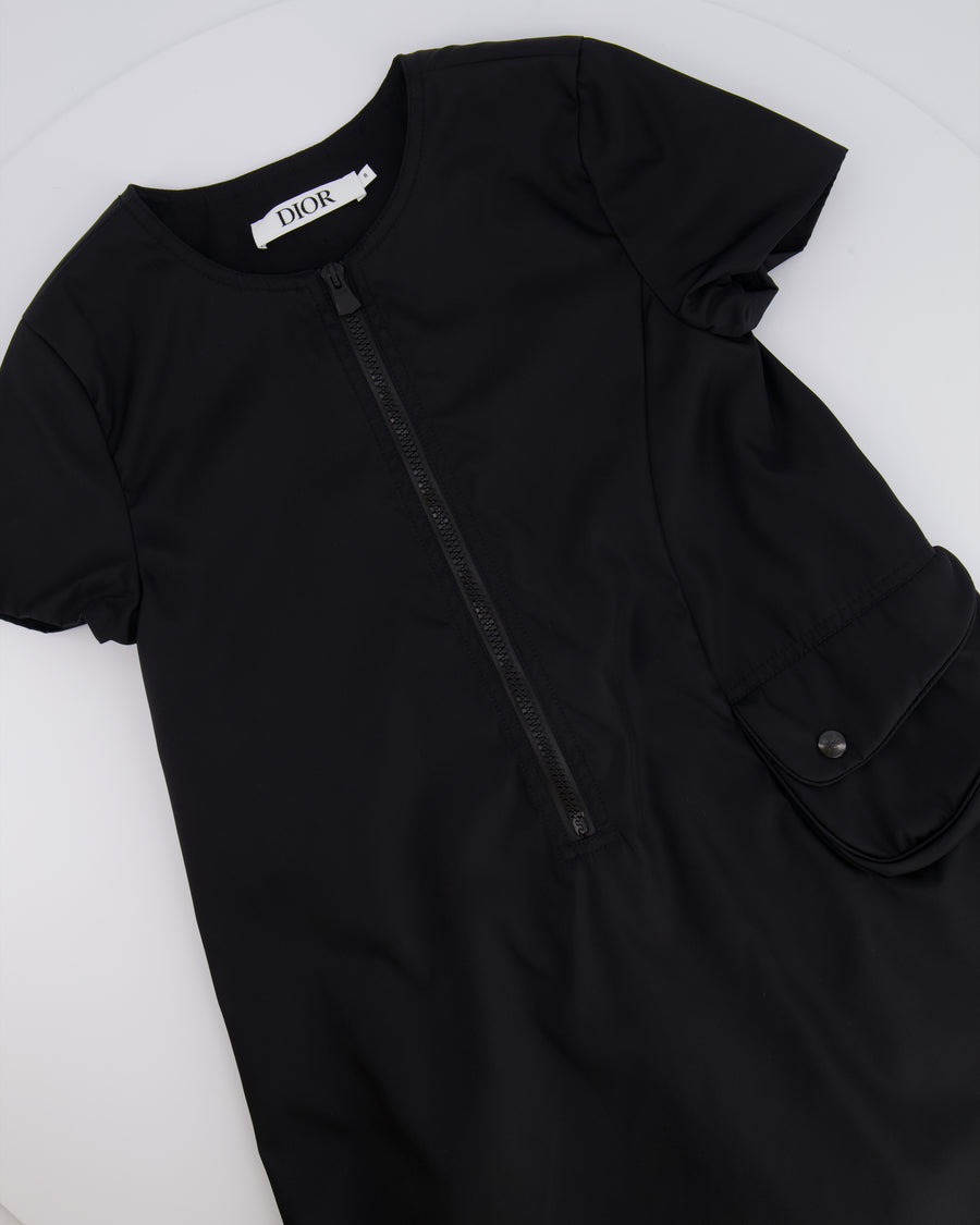 Christian Dior Kids Black Nylon Mini Dress with Pocket and Logo Detail Size 8 years RRP £750