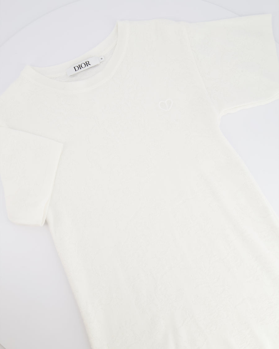 Christian Dior Kids White Knit Embroidered Cardigan and Short-Sleeved Dress with CD Heart Details Size 10 years RRP £1,250
