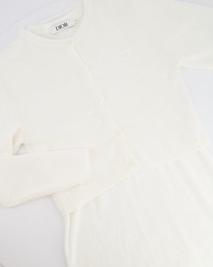 Christian Dior Kids White Knit Embroidered Cardigan and Short-Sleeved Dress with CD Heart Details Size 10 years RRP £1,250