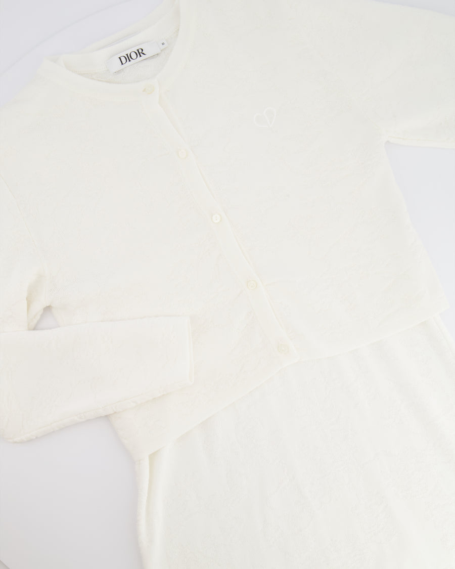 Christian Dior Kids White Knit Embroidered Cardigan and Short-Sleeved Dress with CD Heart Details Size 10 years RRP £1,250