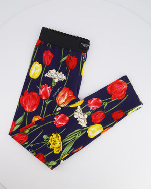 Dolce & Gabbana Kids Navy Floral Prints Tulipani Top and Leggings Set Size 9/10 years RRP £550