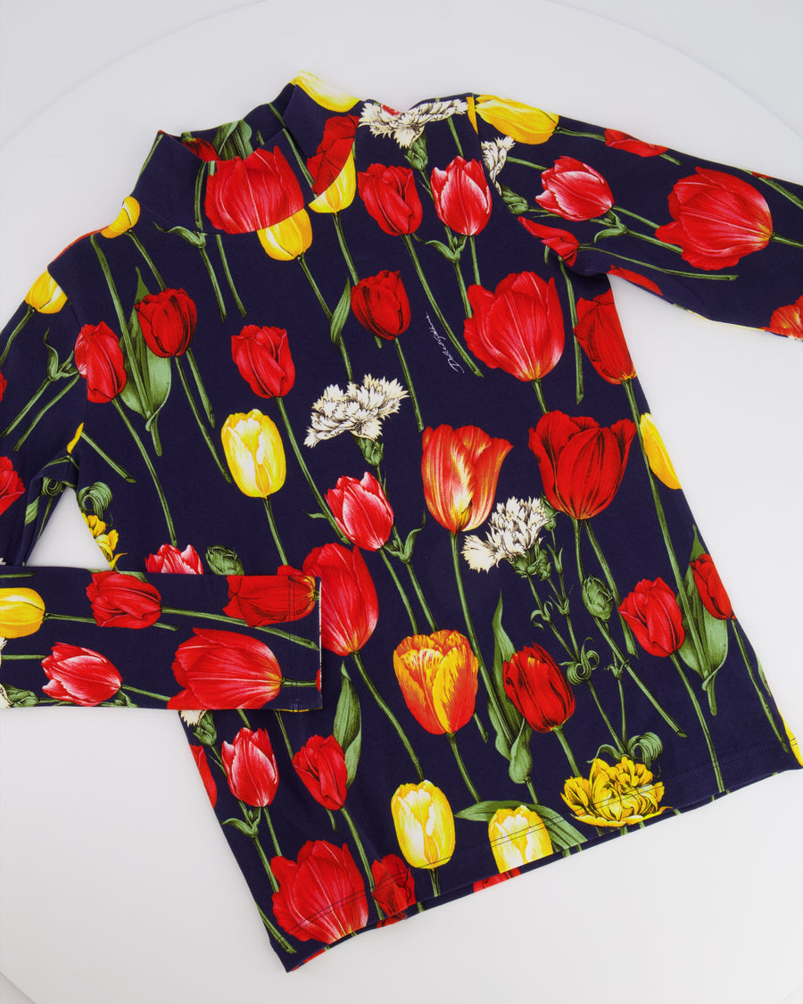 Dolce & Gabbana Kids Navy Floral Prints Tulipani Top and Leggings Set Size 9/10 years RRP £550