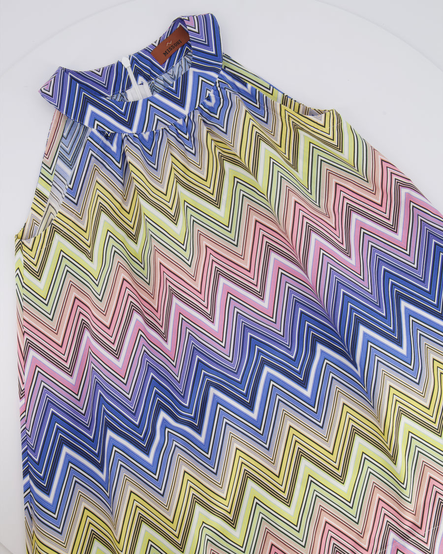 Missoni Kids Blue, Pink and Yellow Zig Zag Printed Mini Dress Size 8 years RRP £295