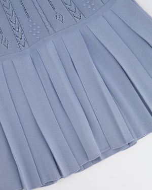 Gucci Kids Light Blue Knit Short-Sleeved Dress with Pleated Skirt Size 10 years RRP £500