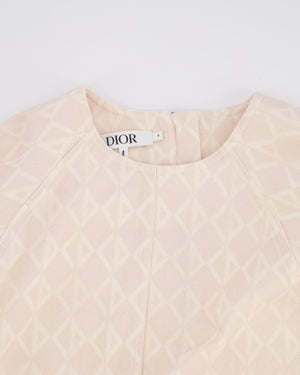 Christian Dior Kids Baby Pink and Cream Logo Printed Dress with Pockets Size 8 years RRP £795