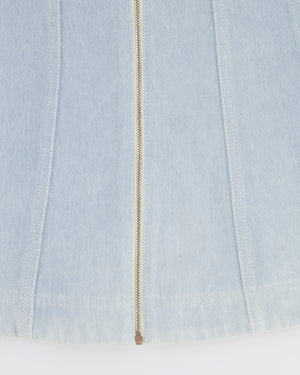 Moncler Kids Light Blue Denim Mini Dress with Logo and Zip Detailing Size 10 years